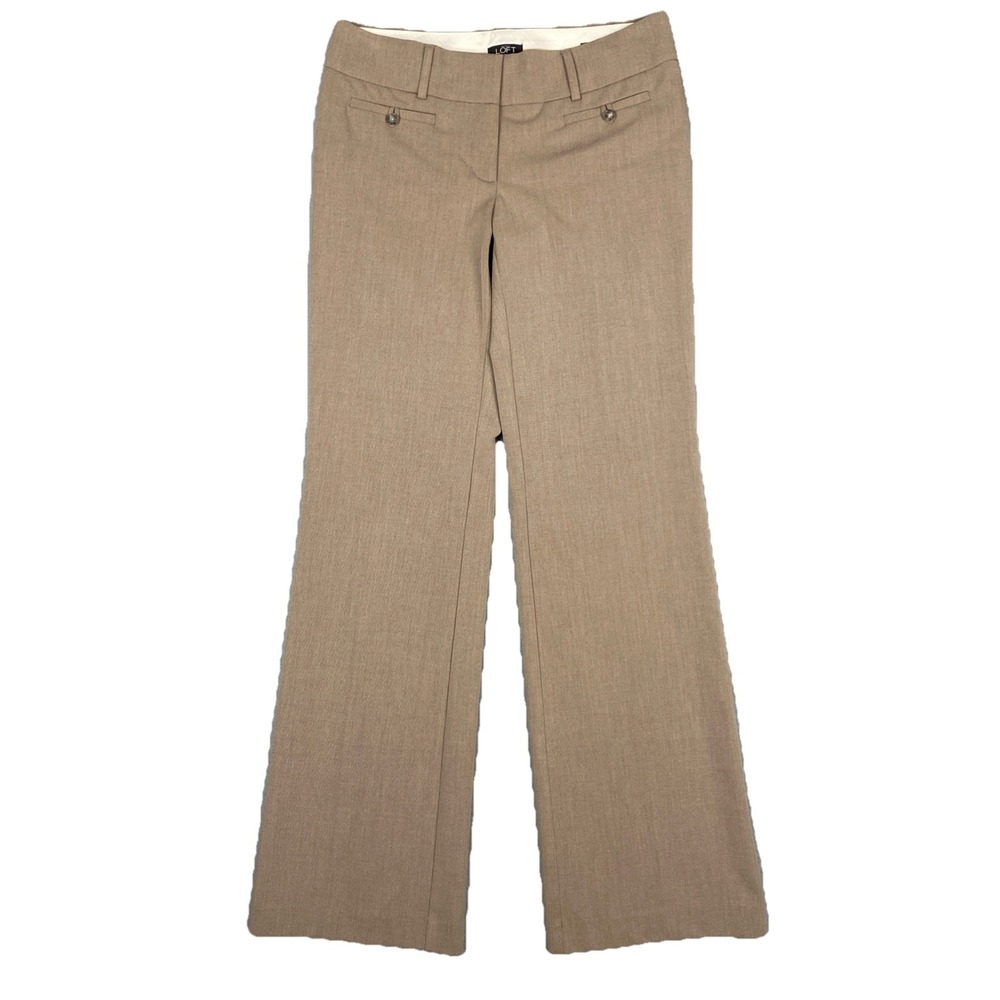 Ann Taylor Loft Marisa Trouser Wide Leg Mid Rise Pants‎ Womens 2 Tan Brown